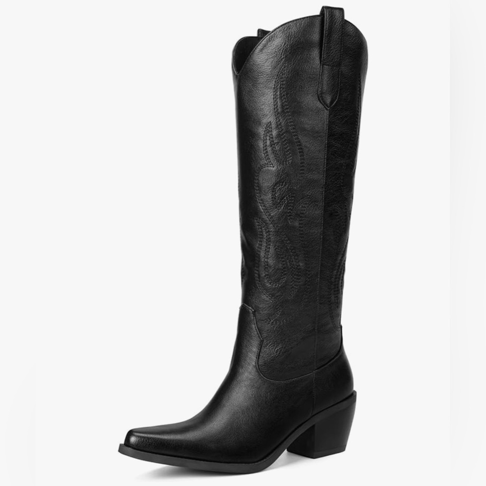 Pasuot Western Cowboy Boots for Women - Knee High Wide Calf